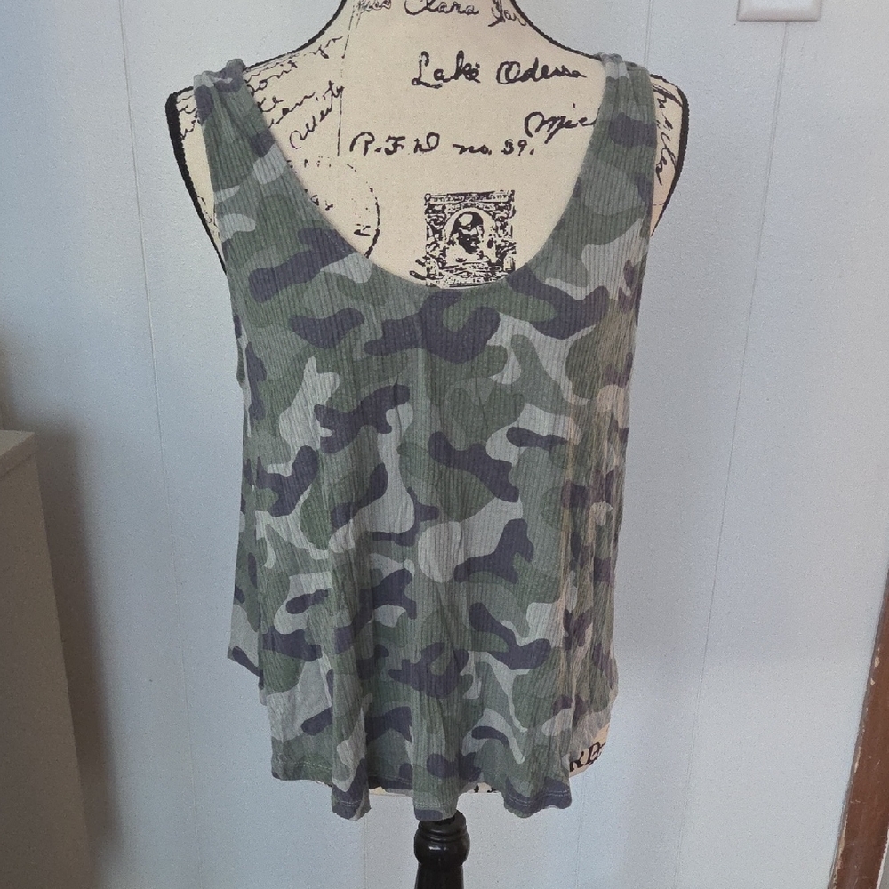 Good Luck Gem Green Camo Tank Top